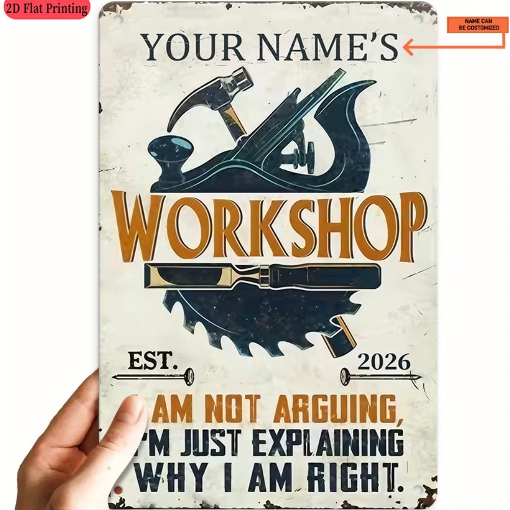 Workshop Tools With Name - [2D Плоская] 1 шт. Металлическая табличка