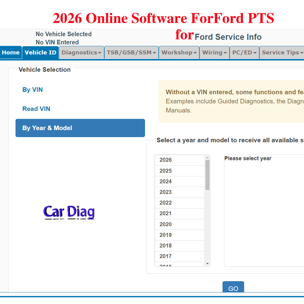 Workshop Tools Diagram - Онлайн-программное обеспечение 2026 для Ford PTS: