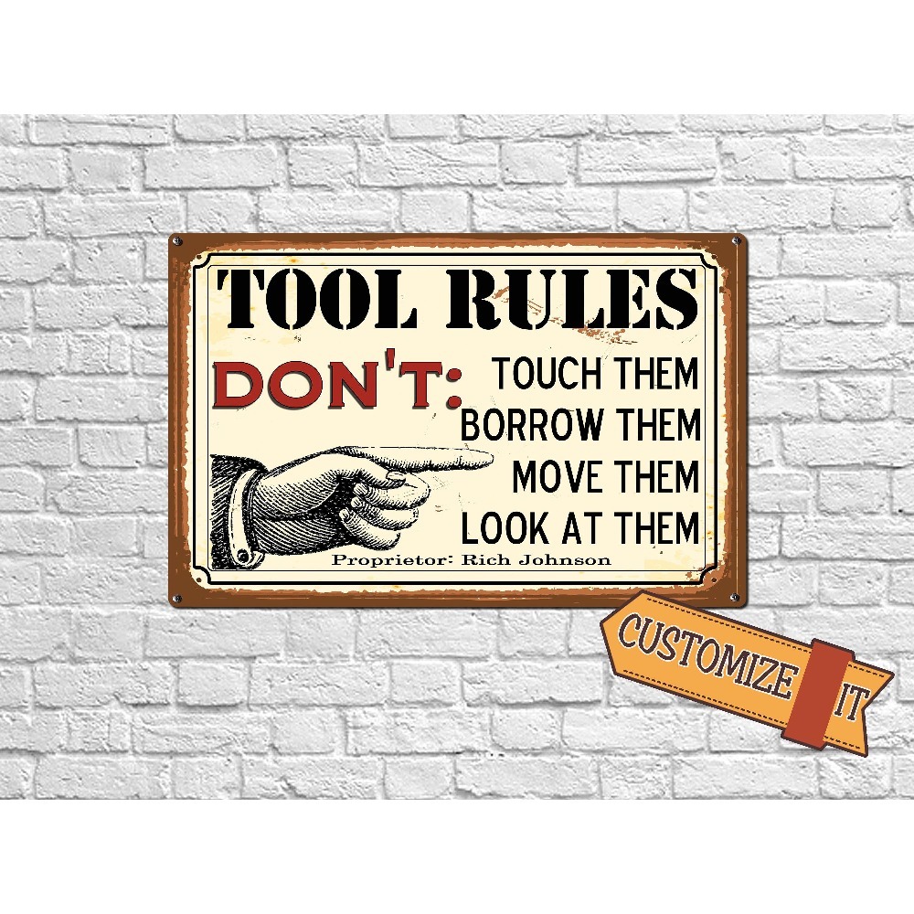 Workshop Tools With Name - 1 шт. Персонализированная металлическая табличка с